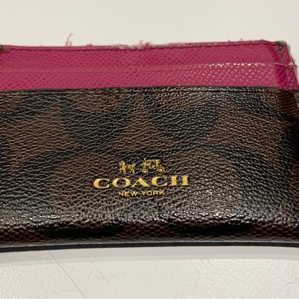 Coach Signature Canvas & Leather Card Holder